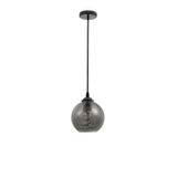 Smoke Glass   Black Metal   LED E27 1x12 Watt 230 Volt  IP20 Bulb Excluded  D: 14 H1: 12 H2: 125 cm Adjustable height