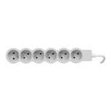 Extra-flat power strip extension equipped with 6 2P+E 16A 3680W sockets with 1.5m long cord - white and light gray