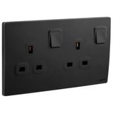 Mallia Senses 2 gang BS switched socket outlet double pole - 13A