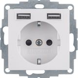 SCHUKO socket outlet/USB A-A, Q.1/Q.3/Q.7/Q.9, polar white velvety
