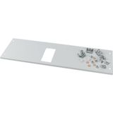 Front cover, +mounting kit, for NZM1, horizontal, 4p, HxW=150x600mm, grey