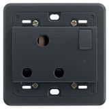 Switched 2P+E 15A English outlet grey