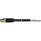 M12 male 0° A-cod. with cable RADOX EM 104 4x0.34 shielded bk 0.5m