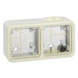 Surface mounting box Plexo IP 55 - 2 gang horiz - with membrane glands - white