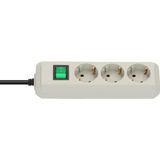 Eco-Line extension socket with switch 3-way lightgrey 1,5m H05VV-F 3G1,5