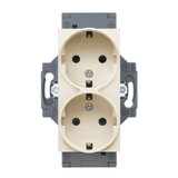 GERMAN STANDARD SOCKET-OUTLET 250V ac - SCREW TERMINALS - FRONT TIGHTENING TERMINALS - DOUBLE - 2P+E 16A - IVORY - DAHLIA