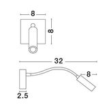 Black Aluminium Adjustable Switch On/Off LED Samsung 3 Watt 190Lm 3000K IP20 L: 32 W: 8 H: 8 cm