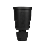 Connector, black, Elamid high performance plastic, with improved accidental-contact guard