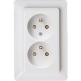 Double earthed socket outlet with centra