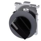 Illuminable selector switch, 30 mm, round, Metal matt, black, Selector switch short, front ring   3SU1062-2DC10-0AA0-Z X90