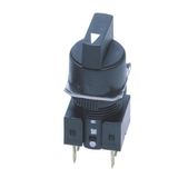 Selector switch, non-illuminated, lever type, round, 3 notches, spring