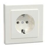 SCHUKO socket outlet with full cover plate, screw lift terminals, polar white glossy, M-SMART