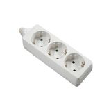 '3 way socket outlet white, 1,4m H05VV-F 3G1,5 with surge protection'