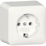 GIRA 444013 surface-mounted SCHUKO socket outlet with mounting plate pure white