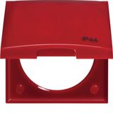 Frame with hinged cover and imprint "IP44", Integro Flow, red glossy