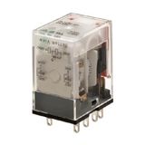 Relay, plug-in, 8-pin, DPDT, 7 A, mechanical indicator, 24 VDC
