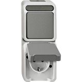 Combination SCHUKO socket with BRS/changeover switch, light gray, AQUASTAR