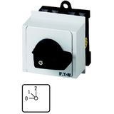 Step switches, T0, 20 A, service distribution board mounting, 2 contact unit(s), Contacts: 4, 45 °, maintained, With 0 (Off) position, 0-2, Design num