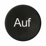 Button plate flat with inscription black with white "Auf"