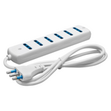 MULTIPLE SOCKET-OUTLET - 6 OUTPUT ITALIAN STANDARD - 2P+E 16A - WITH CABLE - 250V 1500 W - WHITE