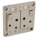 South African type 2x2P+E switched 2 gang pre-wired socket outlet Arteor 16 A - 2x3 modules - champagne