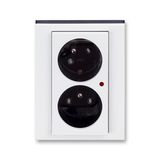5593H-C02357 62 Double socket outlet with earthing pins, shuttered, with turned upper cavity, with surge protection ; 5593H-C02357 62