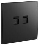 Double RJ45 socket outlet category 6 UTP brushed black