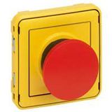 Emergency stop button Plexo IP 55 - 1P - 1 N/C contact- modular - grey/yellow