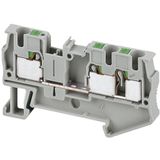 PUSH-IN TERMINAL, FEED THROUGH, 3 POINTS, 4MM², GREY