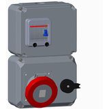 Switched interlocked socket-outlet with RCD, 6h, 30mA, 63A, IP67, 3P+N+E