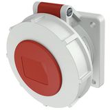Panel mounted recept., straight, 32A 5p 6h 400V, IP67, screw terminals