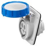 10° ANGLED FLUSH-MOUNTING SOCKET-OUTLET HP - IP66/IP67 - 2P+E 32A 200-250V 50/60HZ - BLUE - 6H - SCREW WIRING