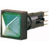 Indicator light, raised, green, +filament lamp, 24 V