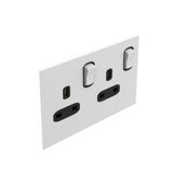 Art d'Arnould - 2 gang BS socket outlet 13 A-250V single pole switched Epure - Satin White