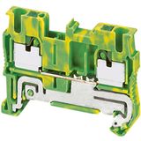 PUSH-IN TERMINAL, PROTECTIVE EARTH, 2 POINTS, 2,5MM², GREEN-YELLOW