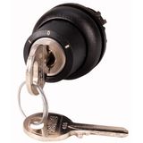 Key-operated actuator, maintained, 3 positions, Ronis 455, Key withdrawable: I, 0, II, Bezel: black