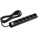 X-tendia Black Six Gang Socket Switch Earth Cable CP