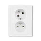5513H-C02357 03 Double socket outlet with earthing pins, shuttered, with turned upper cavity