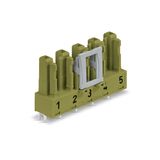 Socket for PCBs straight 5-pole light green