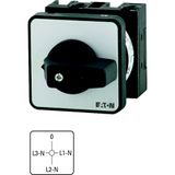 Voltmeter selector switches, T0, 20 A, flush mounting, 2 contact unit(s), Contacts: 4, 90 °, maintained, With 0 (Off) position, 0-L1/N L2/N L3/N, Desi