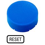 Button plate, raised blue, RESET