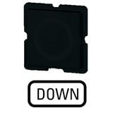 Button plate for push-button, Inscription: DOWN, 25 x 25