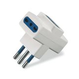 3-WAY ADAPTOR DUAL USE 2P+E 16A BLUELINE