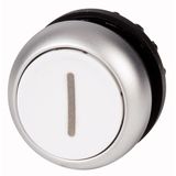 Pushbutton, RMQ-Titan, Flat, maintained, White, inscribed, Bezel: titanium