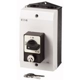 Panic switches, P1, 25 A, surface mounting, 3 pole, with black thumb grip and front plate, Cylinder lock SVA