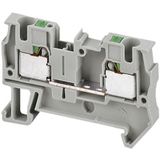 PUSH-IN TERMINAL, FEED THROUGH, 2 POINTS, 4MM2, GREY