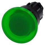 Illuminated mushroom pushbutton, 22 mm, round, plastic, green, 40mm, momentary 3SU1001-1BD40-0AA0-Z Y12