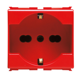 ITALIAN/GERMAN STANDARD SOCKET-OUTLET 250 V ac - FOR DEDICATED LINES - 2P+E 16A DUAL AMPERAGE - P40 - 2 MODULES - RED - PLAYBUS