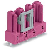 Socket for PCBs straight 4-pole pink