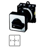 Step switches, T0, 20 A, rear mounting, 3 contact unit(s), Contacts: 6, 90 °, maintained, With 0 (Off) position, 0-3, Design number 15053